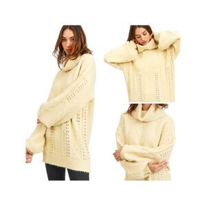 In Loom Oversized Bohemian Dolman Sweater Cream Womens S/M NWOT Slouchy